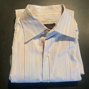 Burdi Mens Long Sleeve Button Down Shirt Italy Large Cotton Multicolor Striped